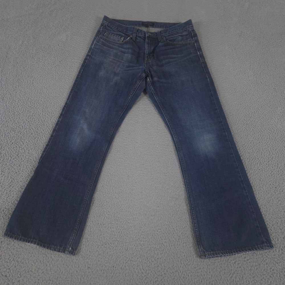 Banana Republic Jeans Mens 32x30 Blue Boot Cut Manhattan Crosshatch Denim Cotton